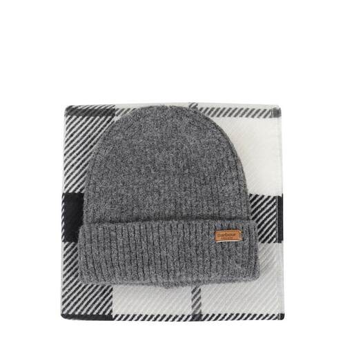 Barbour 女士秋冬新品 围巾 Pendle 標誌貼片羅紋針織帽圍巾套裝