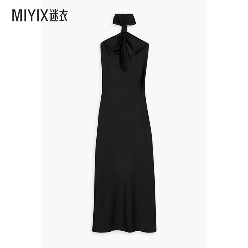 Halston女士打结缎面礼服  迷衣时尚