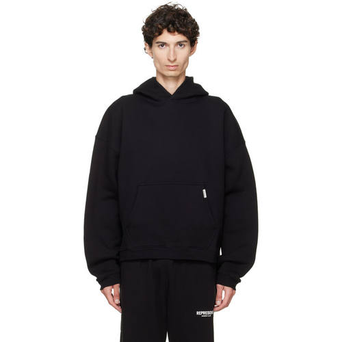 Represent 男士 卫衣 黑色 Initial Boxy 连帽衫