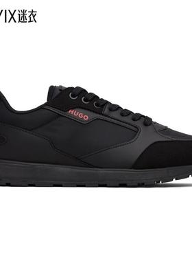 Hugo雨果博斯 男款黑色 Mixed-Material Branded Accent 运动鞋