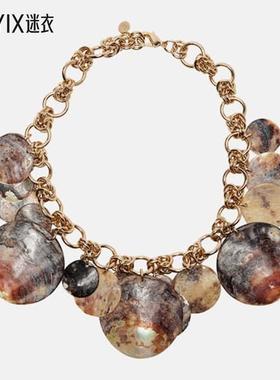 Rabanne 女款珍珠母链条项链 迷衣时尚