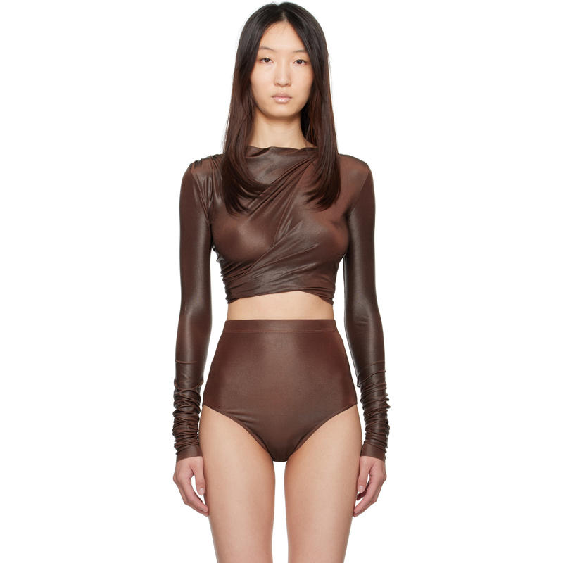 Rick Owens 女士 T恤 橙色 Hollywood Jade LS Crop 上装