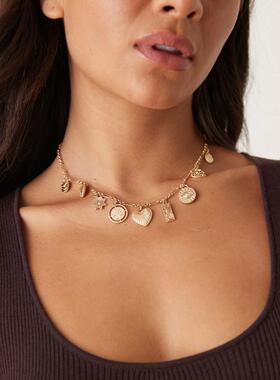 ASOS DESIGN 女士 项链/吊坠 设计链条小号吊饰色调项链(金色)