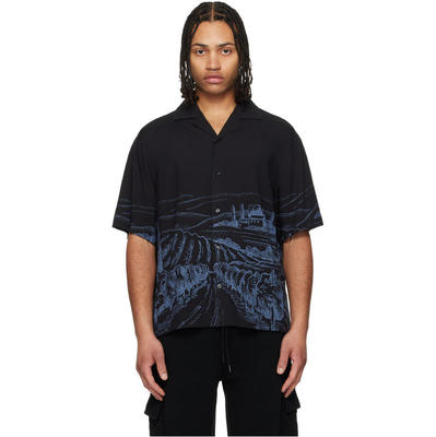 Hugo 雨果 男士 衬衫 黑色 Oversized-Fit Statement Print