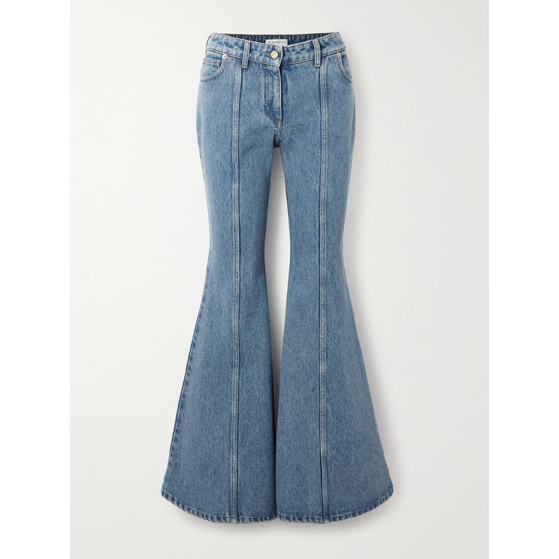 Nina Ricci 女士 春夏新品 牛仔长裤 拼接中腰喇叭牛仔裤