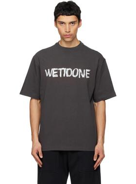 We11Done 男士 T恤 灰色 Graffiti Logo
