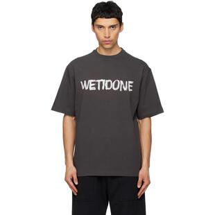 We11Done 男士 T恤 灰色 Graffiti Logo