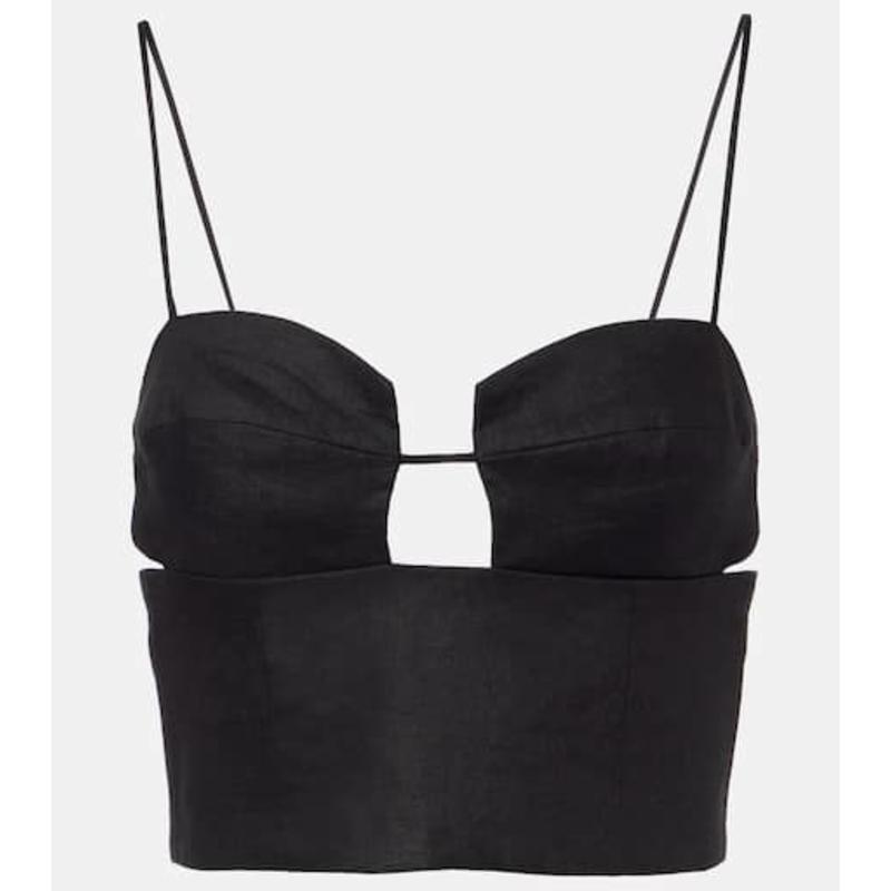 Cala De La Cruz 女士 背心 Imperia 剪口亚麻短款上衣