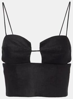 Cala De La Cruz 女士 背心 Imperia 剪口亚麻短款上衣