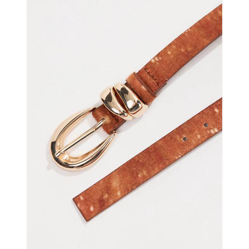 My Accessories 女士 腰带 My 饰品半月形带扣鹿形印花金色皮带