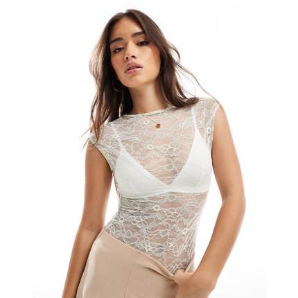 Pullbear 女士 连体衣 短袖蕾丝薄荷色上衣