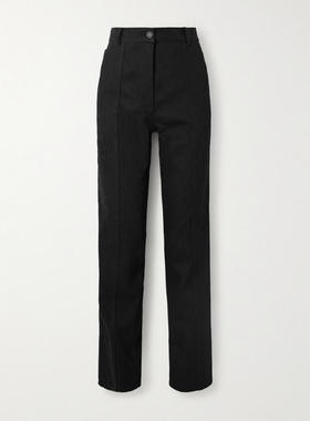 Cecilie Bahnsen 女士 FW25 长裤 Bliss 刺绣棉质斜纹呢直筒裤