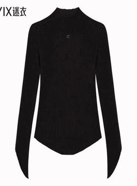 【秋季新品】Courrèges 女款Logo刺绣罗纹针织半高领上衣 迷衣时