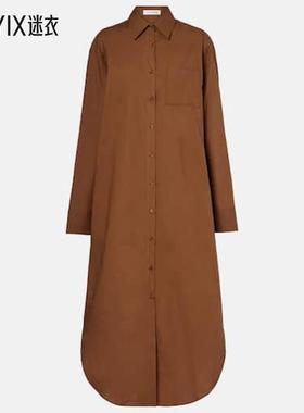 The Frankie Shop 女款Helena 棉质衬衫式连衣裙 迷衣时尚