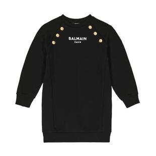 精饰棉质针织童装 Balmain 连衣裙 女童 巴尔曼