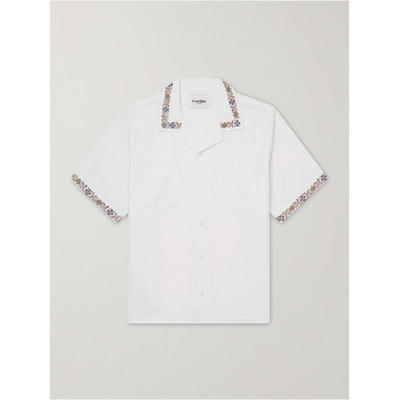 Corridor 男士 FW26 衬衫 Harmony Camp-Collar 刺绣亚麻棉混纺