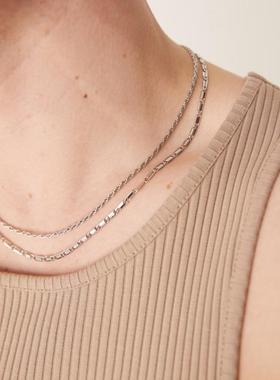 ASOS DESIGN 男士 项链/吊坠 设计混合链条项链(2件套)(银色)