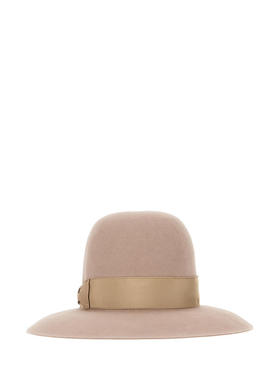 Borsalino 女士 FW24 帽子 Eleonora Folar 粉色毛毡帽子