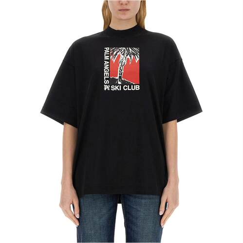 Palm Angels 棕榈天使 女士 FW24 T恤 黑色 Ski Club T 恤