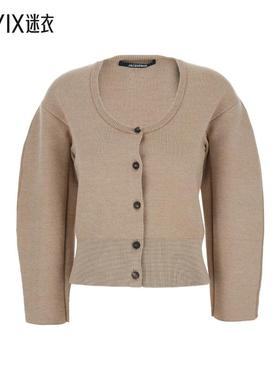 [秋冬新品]Jacquemus 女款'Le Gilet Doppio' Trims 浅褐色圆领罗