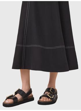 AllSaints 女士 凉鞋 Isla 皮质凉鞋(黑色)