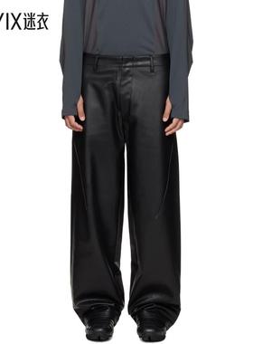 J EONGL I 男款独家发售黑色 Cicada 合成皮革长裤 迷衣时尚