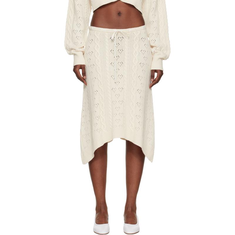 Danielle Guizio 女士 中长裙 灰白色 Noah Wool Cable 半身裙