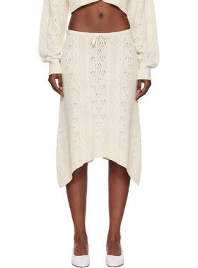 Danielle Guizio 女士 中长裙 灰白色 Noah Wool Cable 半身裙