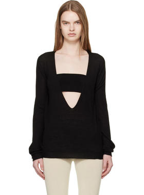 Rick Owens 女士 毛衣 黑色 Temple Extreme V Neck Pull 毛衣