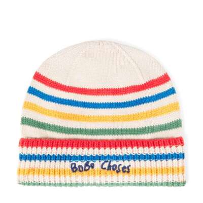 Bobo Choses 婴儿 毛线帽 Tic Tac Toe 条纹棉小便帽童装
