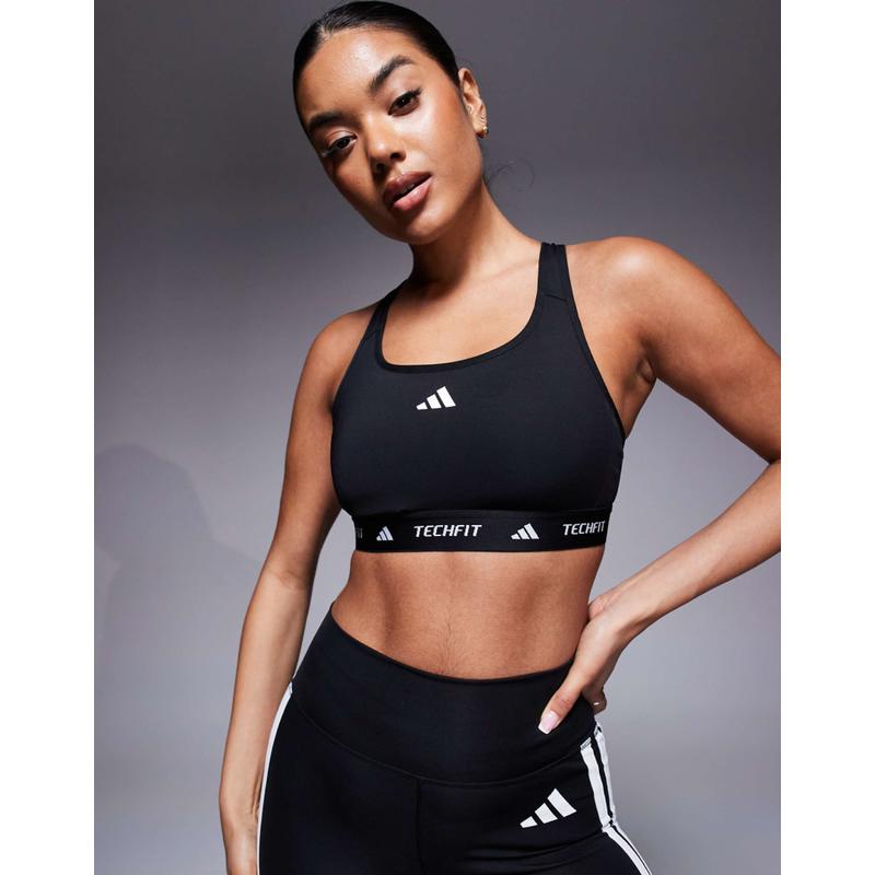 Adidas 女士 文胸 support 训练高科技合身中长文胸(黑色)