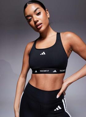 Adidas 女士 文胸 support 训练高科技合身中长文胸(黑色)