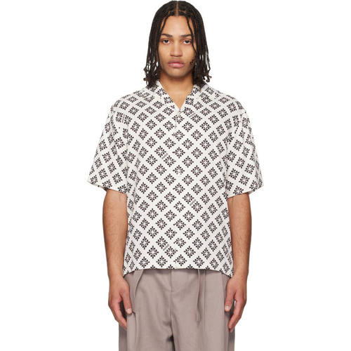 Hugo 雨果 男士 衬衫 白色  黑色 Oversize-Fit Statement Print