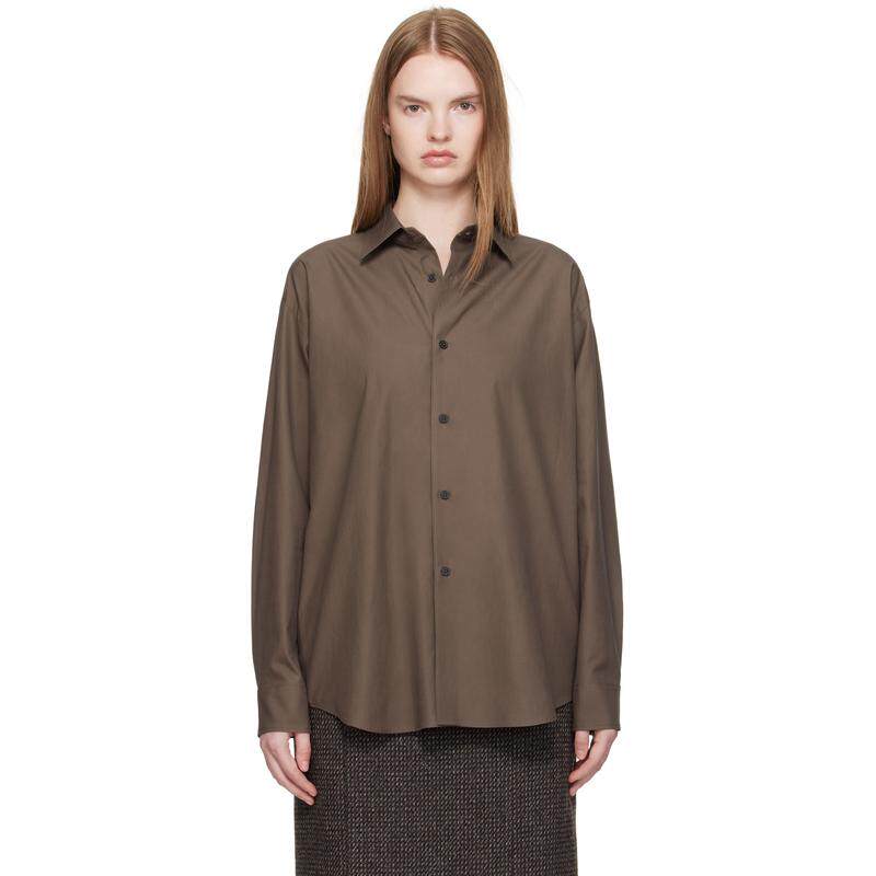 AURALEE 女士 衬衫 棕色 Washed Finx Twill