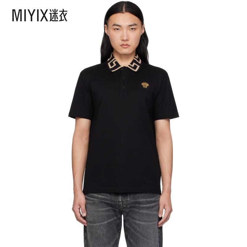 Versace范思哲 男士黑色 Greca Polo 衫 迷衣时尚