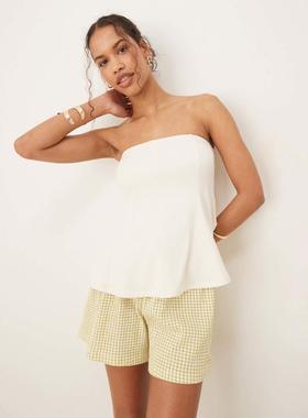 Abercrombie  Fitch 女士 背心 收腰直筒抹胸背心(白色)