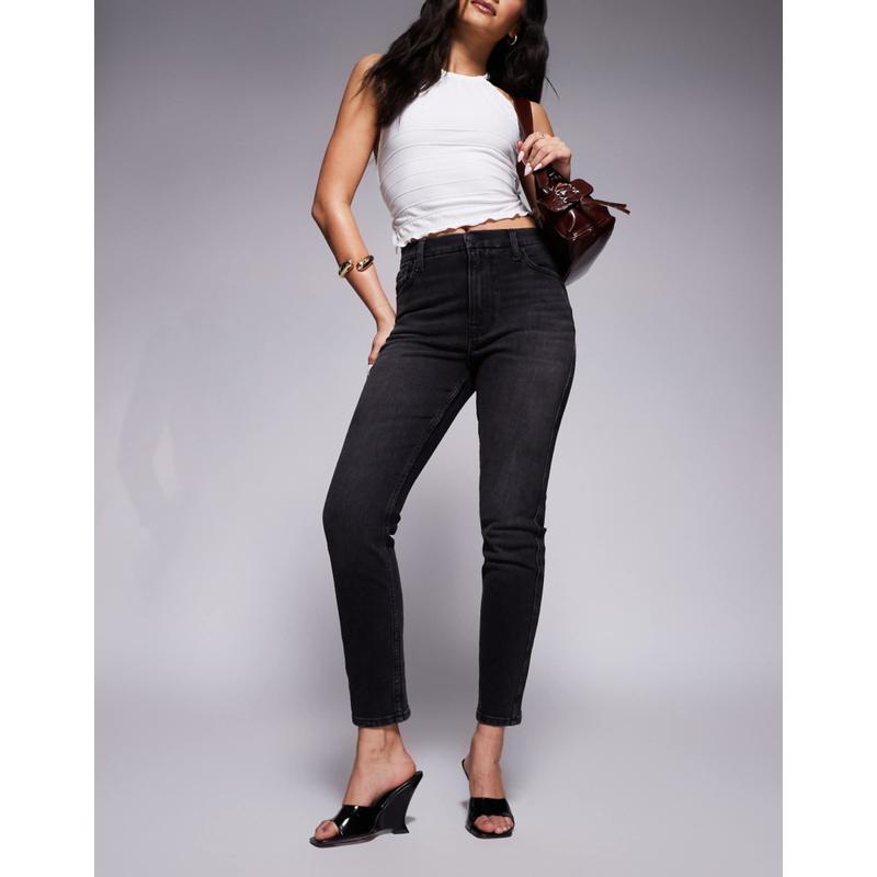 River Island 女士 牛仔长裤 “” 高腰修身牛仔裤(黑色)