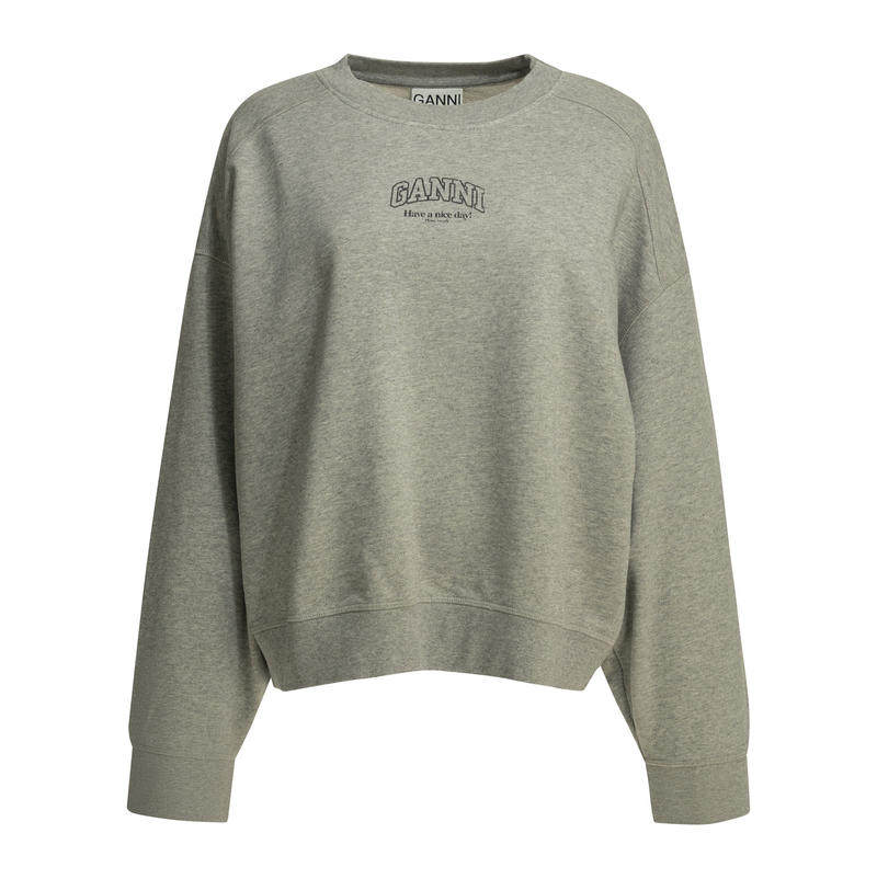 Ganni 甘尼 女士 FW26 卫衣 圆领带Logo运动衫