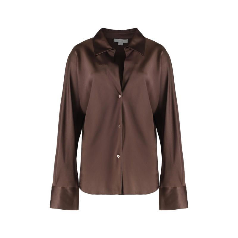Vince 女士 FW25 衬衫 緞面紐扣襯衫