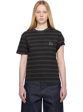 Carhartt WIP 卡哈特 女士 T恤 黑色  灰色 Hanson Stripe Pocket
