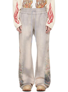 WHO DECIDES WAR BY EV BRAVADO 男士 长裤 灰褐色褪色长裤