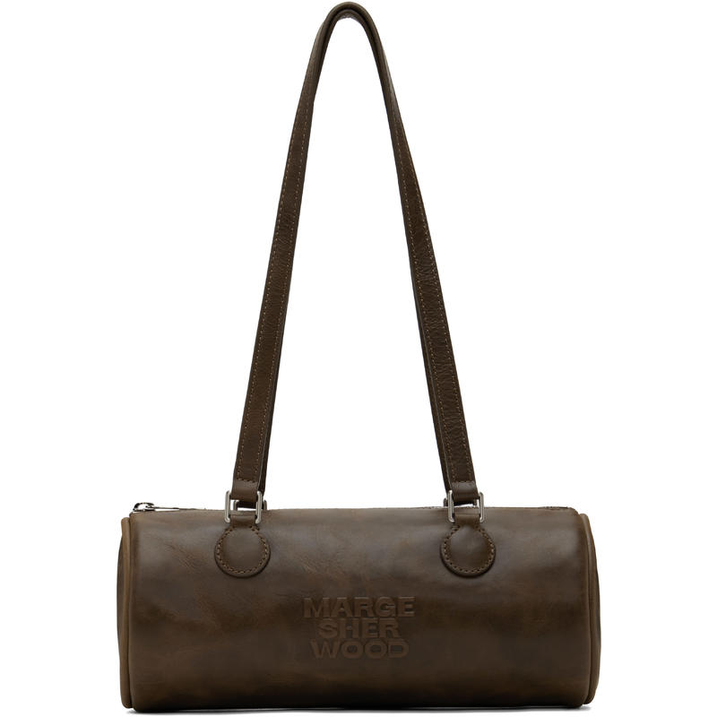 MARGESHERWOOD 女士 单肩包 棕色中号 Log 单肩包