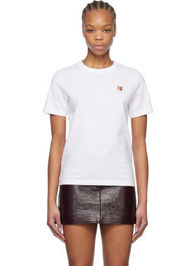 Maison Kitsuné 女士 T恤 白色 Fox Head Patch Regular T 恤