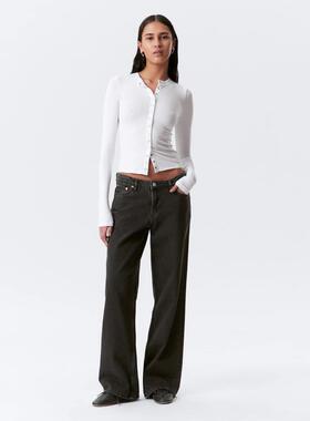 Weekday 女士 牛仔长裤 Ample 低腰束腰宽松款墨色黑色牛仔裤