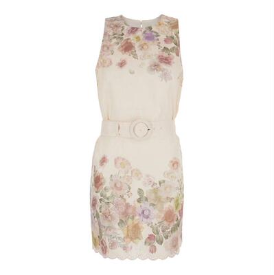 TWINSET 女士 SS26 连衣裙 'FLOWER PRINT' 浅褐色印花亚麻