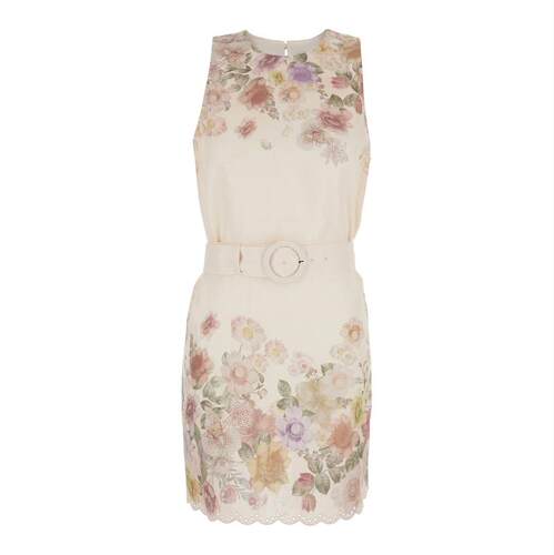 TWINSET 女士 SS26 连衣裙 'FLOWER PRINT' 浅褐色印花亚麻