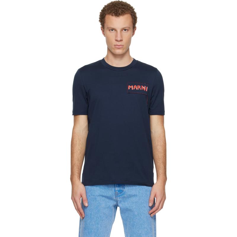 Marni 男士 T恤 海军蓝 Crew Neck T 恤