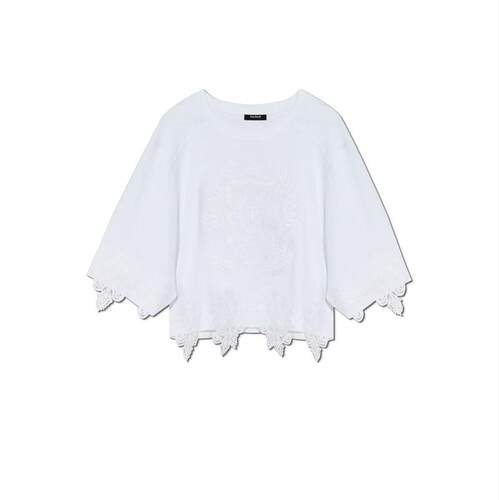 Balmain 巴尔曼 女士 FW25 T恤 白色 Emblem Baseball