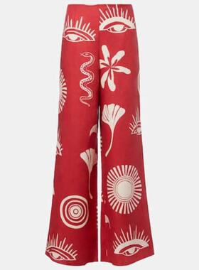 Cala De La Cruz 女士 长裤 Toya 印花亚麻阔腿裤