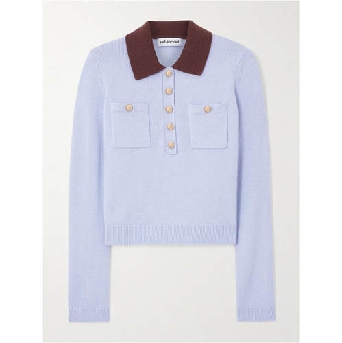 Self-Portrait 女士 FW25 POLO衫 Two-tone 羊毛混纺